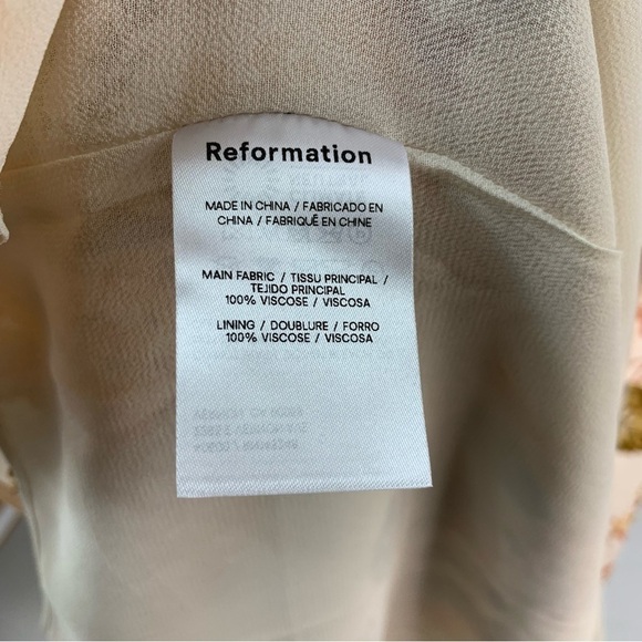 NWT Reformation Pyper Dress Bella White Yellow Floral Print Spaghetti Straps 6 - Picture 9 of 13